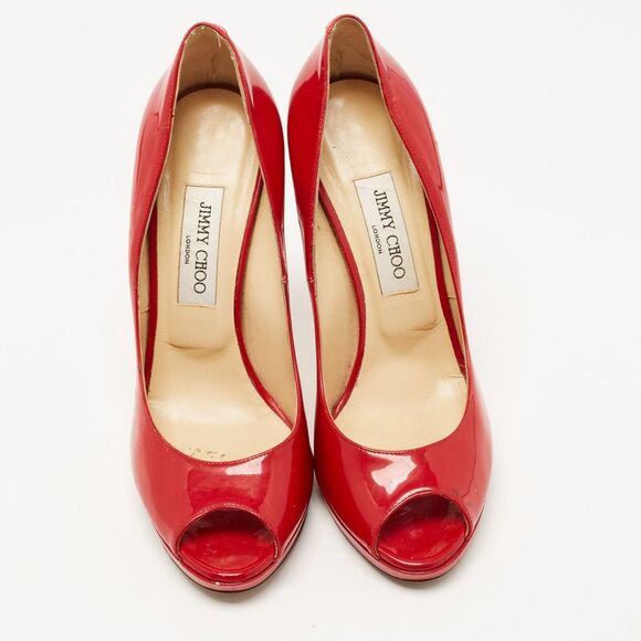Jimmy Choo Red Patent Leather Quiet Platform Pumps Size 40 - Picture 4 of 4